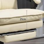 Kontorsstol Chefsstol Beige av Konstläder och Metall för Bekvämt Arbete Ergonomisk med Liggfunktion och Fotstöd Lutbar 155°