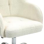 Ergonomisk Hemkontorsstol med Gungfunktion i Teddy Velvet Look, Gräddvit, 56x61x86 cm