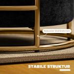 Stoppad Fotpall Storage Ottoman med Metallram och Guldpläterad Finish, Svart