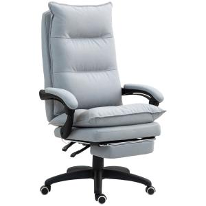Kontorsstol Skrivbordsstol Ergonomisk med Massagefunktion Ljusgrå av Tyg för Kontor Höjdjusterbar Stol med Fotstöd och Fjärrkontroll