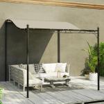 Påbyggnadspaviljong Pergola Med Tak, Vattenavvisande Paviljongtak, Fristående Trädgårdspaviljong Uteplats Paviljong Kapell Solskydd För Terrassträdgård Ca. 2,5X3X2,5 M Krämvit