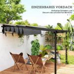 Terrasstak Pergola med Väggfäste Mörkgrå av Aluminium för Terrass och Trädgård Paviljong med Justerbart Tak 3 x 3 m