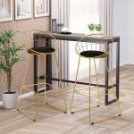 Barstolar i Sammet 2-Pack, Moderna Köksstolar med Ryggstöd och Fotstöd, Elegant Design med Guldiga Ben för Bar och Kök, Svart/Guld, 52,5 x 47 x 97 cm