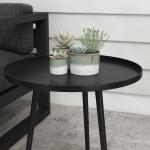 Trädgårdsbord Runt för Terrass och Balkong Hållbar och Stabil Modern Design Svart Stål 40 x 50 cm