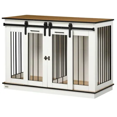 Hundbur Hundkoja med Två Rum Vit 120 x 60 x 88,5 cm
