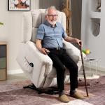 Powerlift Vilstol med Massagefunktion, Värmefunktion, Fotstöd och Sidoficka, Beige