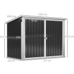 Låsbar Förvaringsbox för 2 Soptunnor, Stål, Svart, 178,5 x 104,5 x 128,5 cm