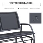 Gungstol Trädgårdsbänk Svart Metall för Trädgård och Terrass 2-Sits Parkbänk Väderbeständig och Bekväm 120 X 70 X 88 Cm