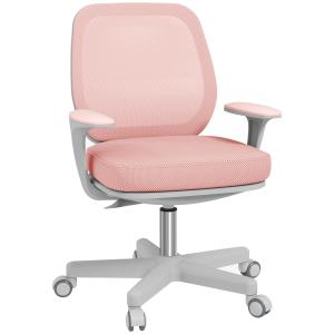 Ergonomisk Kontorsstol med Vridfunktion, Höjdjusterbar, Rosa, 55 x 48 x 82,5–94,5 cm