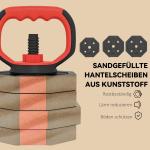 Hantelset Justerbart 25 kg Röd Plast och Metall för Hemmagym 6 i 1 Träningsset med Skivstång och Kettlebell Funktionell Styrketräning Mångsidig