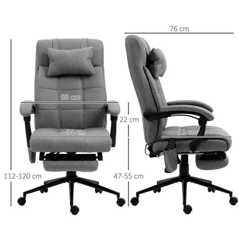Kontorsstol Massagestol Grå 66 x 76 x 112-120 cm