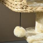 Kattskrapstolpe Kattträd Beige av Sisal och Plysch för Katter upp till 6 kg med 2 Liggytor och Lekboll Kattmöbler 98 cm