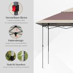Hopfällbar Pop-up Paviljong, Portabelt Partytält med Bärväska, Enkel Montering för Trädgårdsfest, Mörkbrun/Khaki, 3,6 x 3,6 m