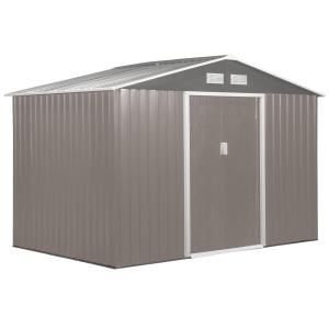 Redskapsskjul Galvaniserat Stål Underhållsfritt Trädgårdsförråd med God Ventilation Grå 277 X 195 X 192 Cm