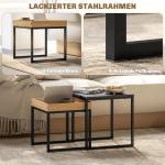 Modernt Soffbord, Set med 2, Fyrkantigt, MDF och Metall, Svart
