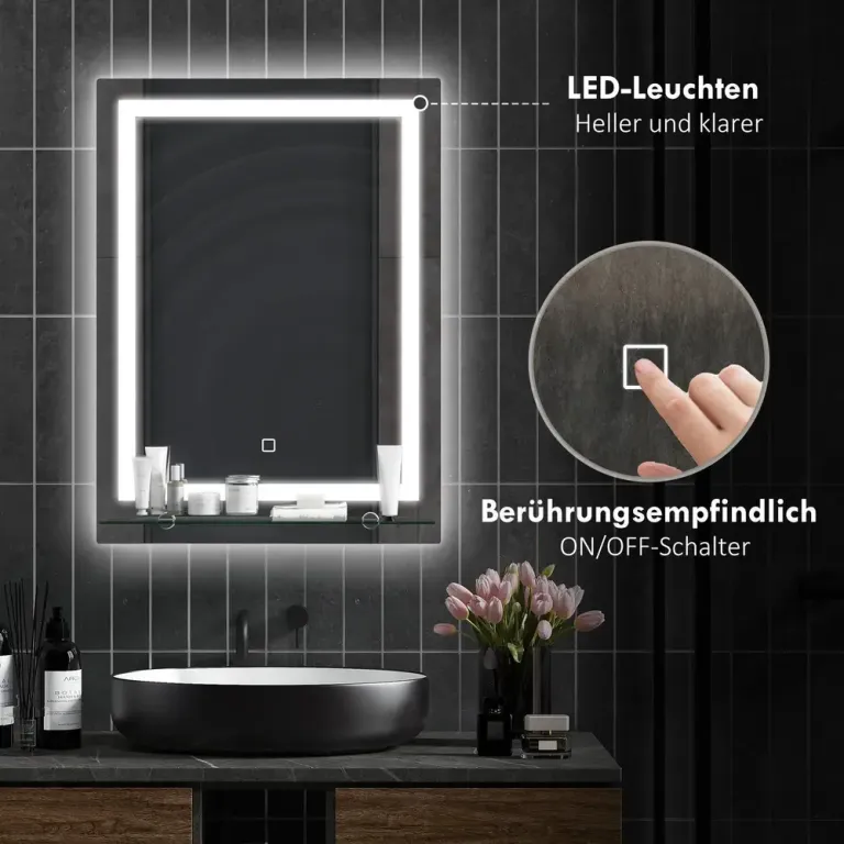 Badrumsspegel Väggspegel Silver av Glas 50 x 70 cm