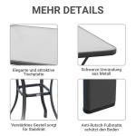 Fyrkantigt Trädgårdsbord med Glasskiva Väderbeständigt Matbord Stabil Metallram Svart 68,5 X 68,5 Cm
