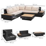 Loungegrupp i Aluminium 4 Personer, Modern Utemöbel med Soffa och Bord, Inkluderar Dynor för Terrass, Svart