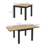 Trädgårdsbord Uteplatsbord Gul av Aluminium för Terrass och Balkong Utbyggbart Matbord för 6 Personer 81-162 x 80 x 75 cm