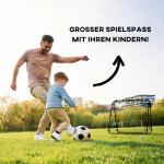 Rebounder Fotbollsmål Svart av Stål och Nät för Fotbollsträning Dubbelsidig Kickback Rebound Vägg 100 x 95 x 90 cm