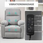 Massagestol TV-Fåtölj Grå av Tyg och Metall för Vardagsrum med Ståstöd och 8 Massagepunkter Fjärrkontroll 89 x 99 x 103 cm