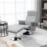 Elektrisk Massagestol med Pall, Bekväm TV-Fåtölj med Liggfunktion och Fjärrkontroll, Ergonomisk Relaxstol, Ljusgrå