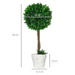 Konstgjorda Växter Buxbom Grön av Plast för Vardagsrumsdekoration Set om 2 UV-Beständig Konstgjord Växt i Blomkruka Dekorativ 60 cm