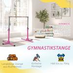 Gymnastikstång, 13-nivås Höjdjusterbar Horisontell Stång, Trä och Robust Stålkonstruktion, Lastkapacitet upp till 75 kg, för Barn 3+, Inomhus och Utomhus, Rosa