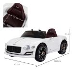 Barnbil Elbil Bentley GT Licensierad med Fjärrkontroll och 2 X 390 Motorer Lyxig Leksak Vit 108 X 60 X 43 Cm
