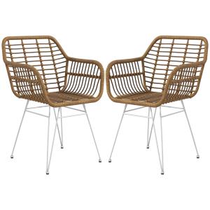 Köksstolar 2-pack i Bohostil med PE-rotting för Matsal och Kök Ergonomisk och Hållbar Natur och Vit Rotting och Metall 56 x 60 x 79 cm