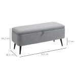 Stoppad Förvaringsbänk med Linnelook, upp till 150 kg, Grå, 101 x 38,5 x 44,5 cm