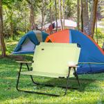 Campingstol Regissörsstol 2-Sits Hopfällbar Ljusgrön av Tyg och Metall för Picknick och Vandring Bärbar Stol 160 kg 114 x 67 x 80 cm