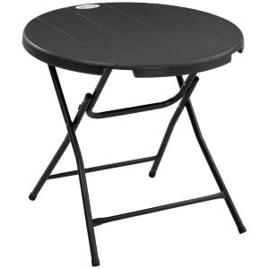 Runt Hopfällbart Trädgårdsbord, Praktiskt Matbord i Trälook, Smidigt Extrabord för Balkong, Mörkgrå, 80 cm