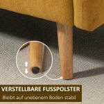 2-Sitsig Soffa med Fotstöd, Bekväm Loveseat i Sammet med Kuddar, Kompakt Tygsoffa i Unik Design, Natur/Gul