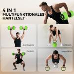 Hantelset 4 i 1 med Skivstång och Kettlebell för Hemmaträning Ergonomisk och Hållbar Grön Stål och Plast 20 kg