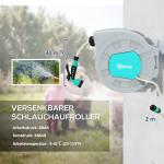 Slangupprullare Vattenslang 180° Svängbar Grön Grå av Plast och PVC för Trädgård Väggmonterad Slanglåda 30 m