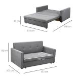 Bäddsoffa 2-Sits Soffa Grå av Polycotton och Trä för Vardagsrum med Sängfunktion och Förvaringsutrymme Bekväm 152 x 101 x 81 cm