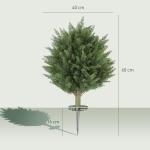 Konstgjorda Växter 2-pack och Cypress med 387 Blad samt Jordspett för Trädgård Hållbar och UV-beständig Grön Plast Diameter 40 x 60 cm