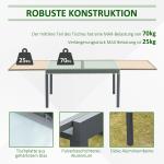Utdragbart Trädgårdsbord i Aluminium, Matbord med Härdad Glasskiva, Modern Design för Uteplatsen, Grå/Vit, 160-210 cm