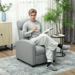 Justerbar Vilstol 135°, Utdragbart Fotstöd och Vadderade Armstöd i Linne-polyester, Ljusgrå