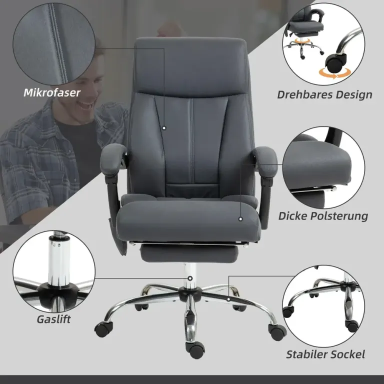 Kontorsstol Mörkgrå av Tyg och Metall Ergonomisk
