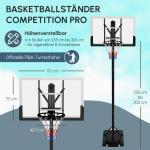 Basketkorg Basketstativ Svart av Stål för Utomhusbruk Höjdjusterbar med Stativ och Hjul Basketsystem 295-365 cm