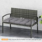 Bänkdyna Sittdyna med Remmar Grå av Tyg för Trädgårdsmöbler ve Bänk Vattenavvisande Stolsdyna UPF50+ 105 x 46 x 12,5 cm