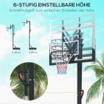 Basketkorg Basketstativ Svart av Stål för Utomhusbruk Höjdjusterbar med Stativ och Hjul Basketsystem 295-365 cm