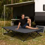 Campingsäng Tältsäng Hopfällbar Säng för 2 Personer Grå av Oxford Tyg och Stål för Camping Gästsäng med Väska 193 x 125 x 40 cm