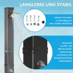 Soldusch Utomhusdusch Svart av PVC och Krom för Trädgård och Pool Vattentemperatur upp till 60°C med Fotdusch och Regndusch Modern 40 l