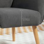 Fåtölj Loungestol Relaxstol med Träben Grå av Sammetslook och Trä för Vardagsrum och Sovrum Stoppad Lässtol