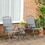 Trädgårdsmöbler Bistroset Ljusgrå av Stål och Nät för Balkong och Terrass Hopfällbart Set med 1 Bord och 2 Stolar Slitstarkt 53,5 x 64 x 93 cm