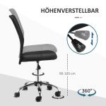 Kontorsstol Skrivbordsstol Svart av Tyg och Metall för Kontor och Hem Utan Armstöd Ergonomisk och Höj och Sänkbar upp till 100 kg