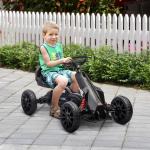 Gokart Trampbil med Handbroms Svart av Metall och Plast för Barn 3-8 År Justerbart Säte och Växel Framåt Bakåt Kettcar